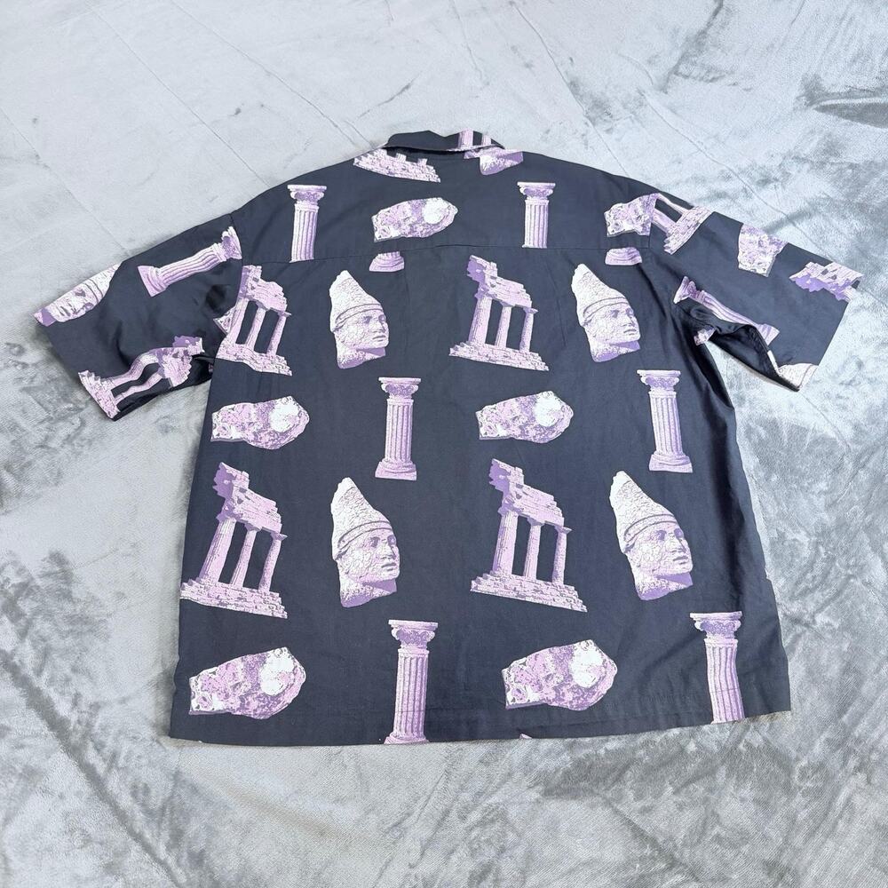H&M Short Sleeve Black Purple Ancient Greek AOP Shirt Sz XXL Oversized Retro Y2K - Picture 2 of 14